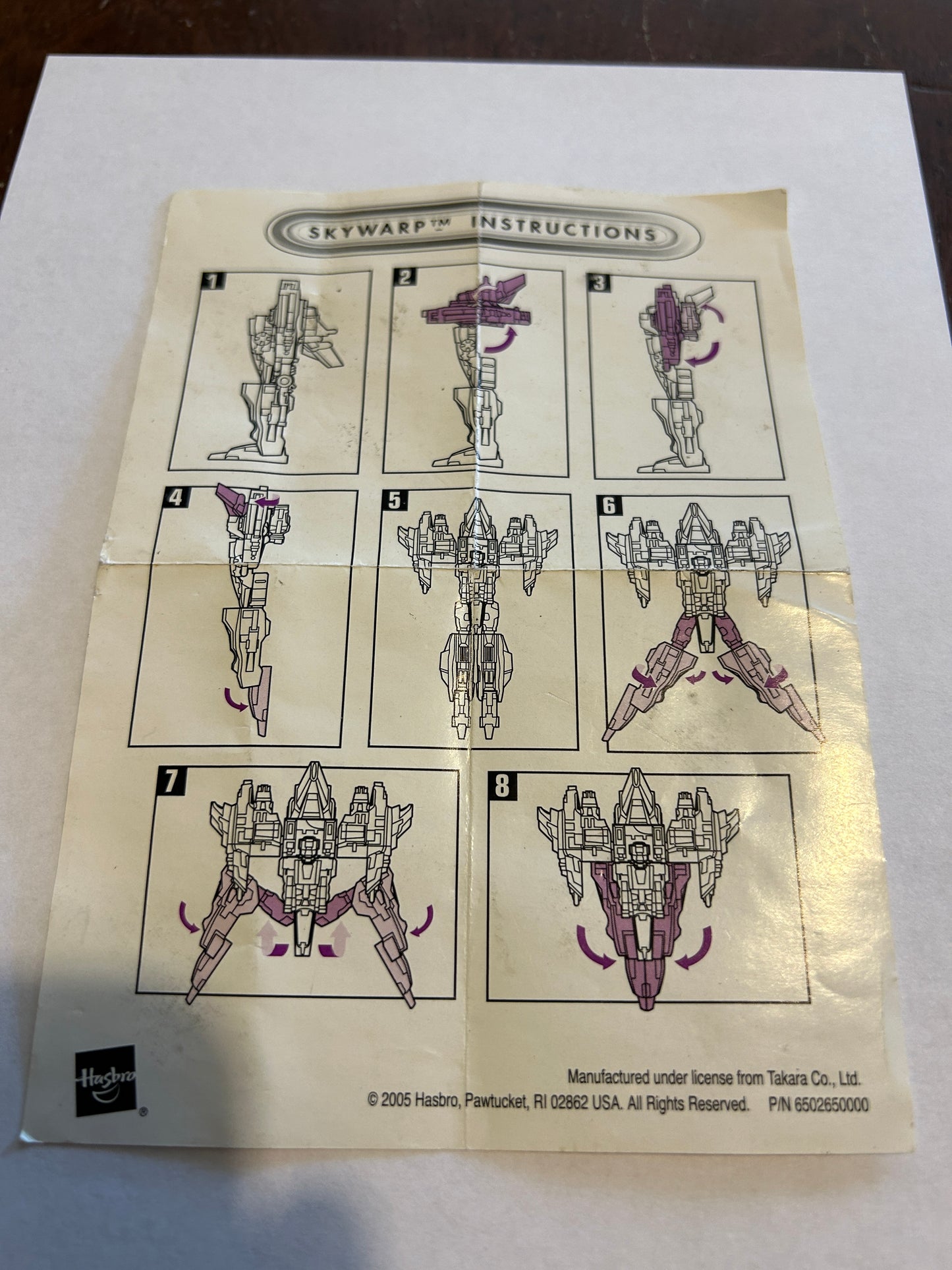 TF Botcon / TFCC 2005 Skywarp paperwork