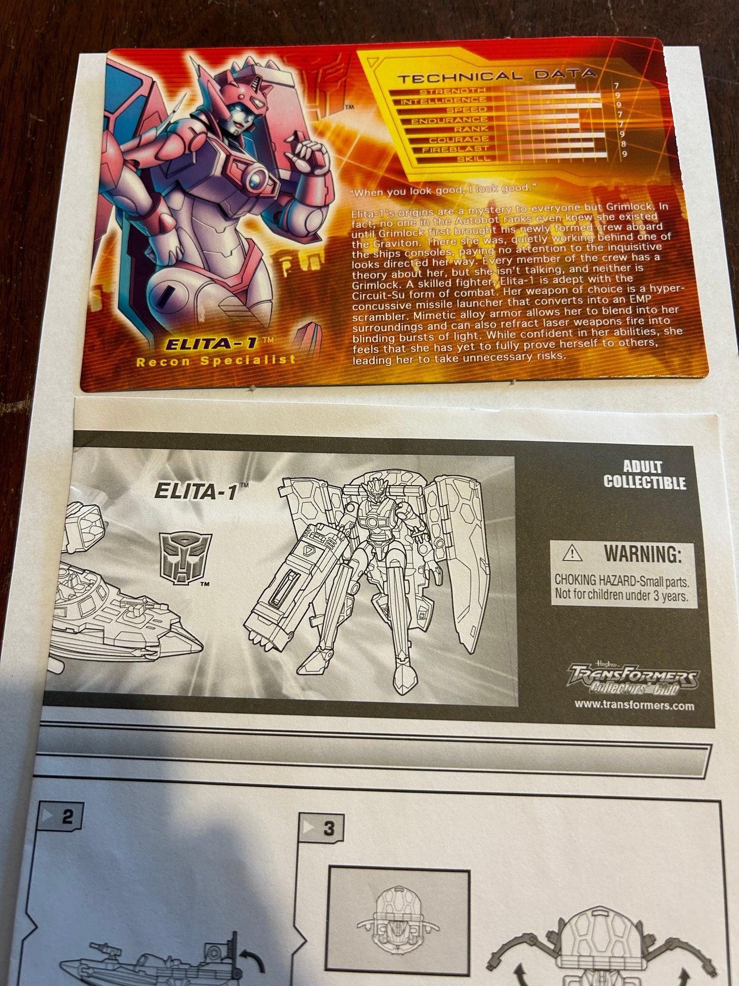 TF Botcon / TFCC 2009 Elita-1 paperwork
