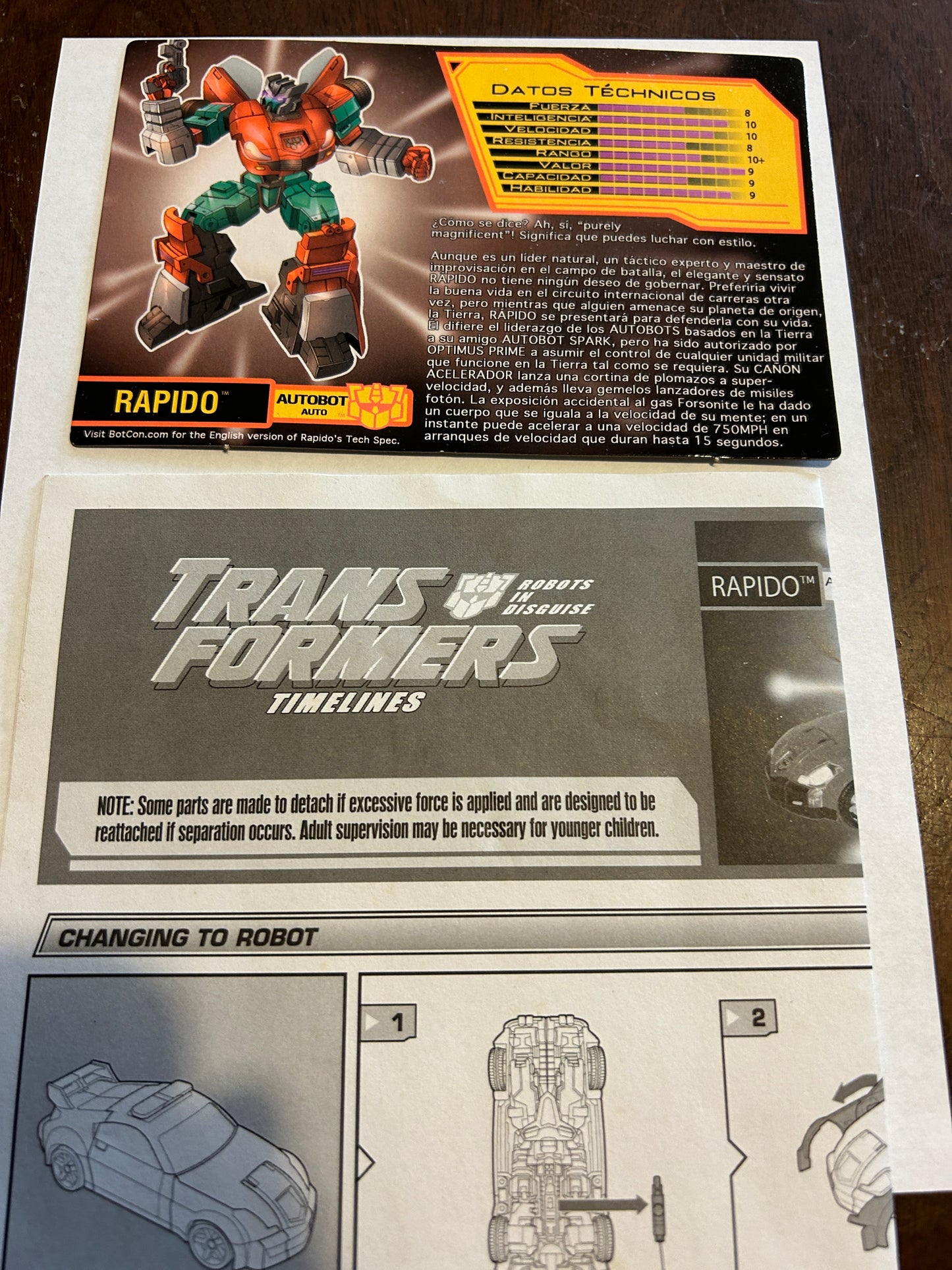TF Botcon / TFCC 2010 Rapido paperwork