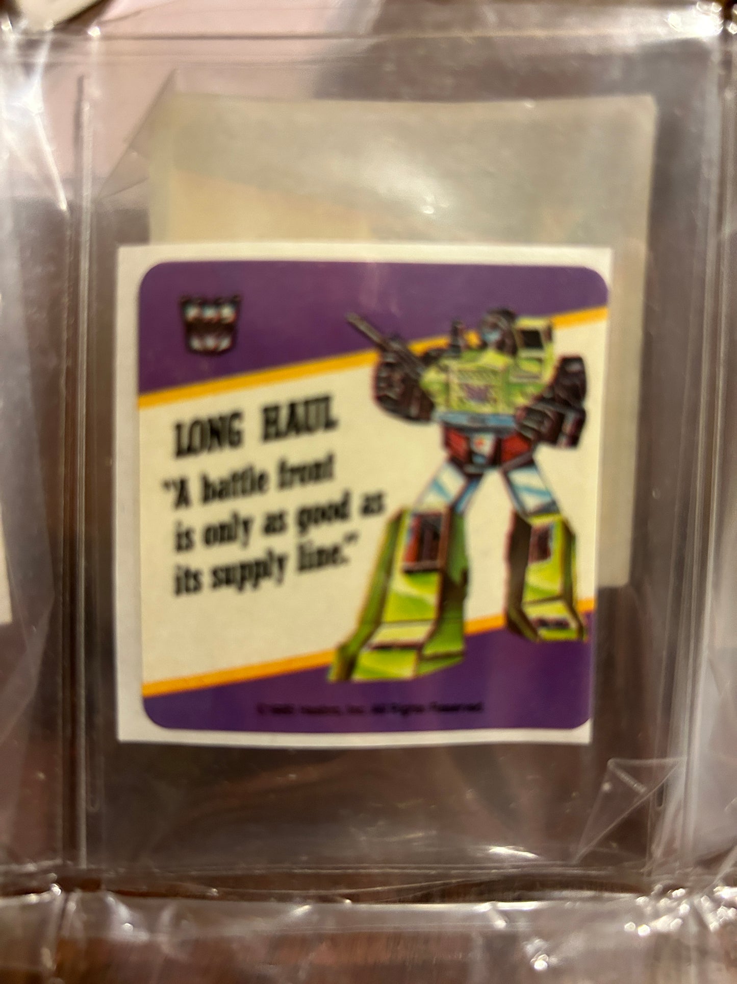 TF G1 Milton Bradley Action Card Sticker - Longhaul