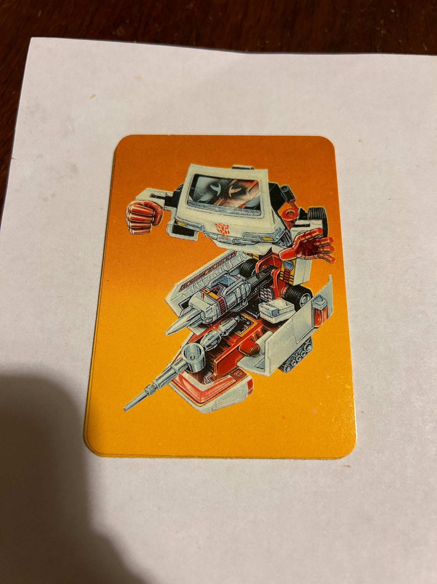 TF G1 Milton Bradley Action Card #4 Ratchet yellow