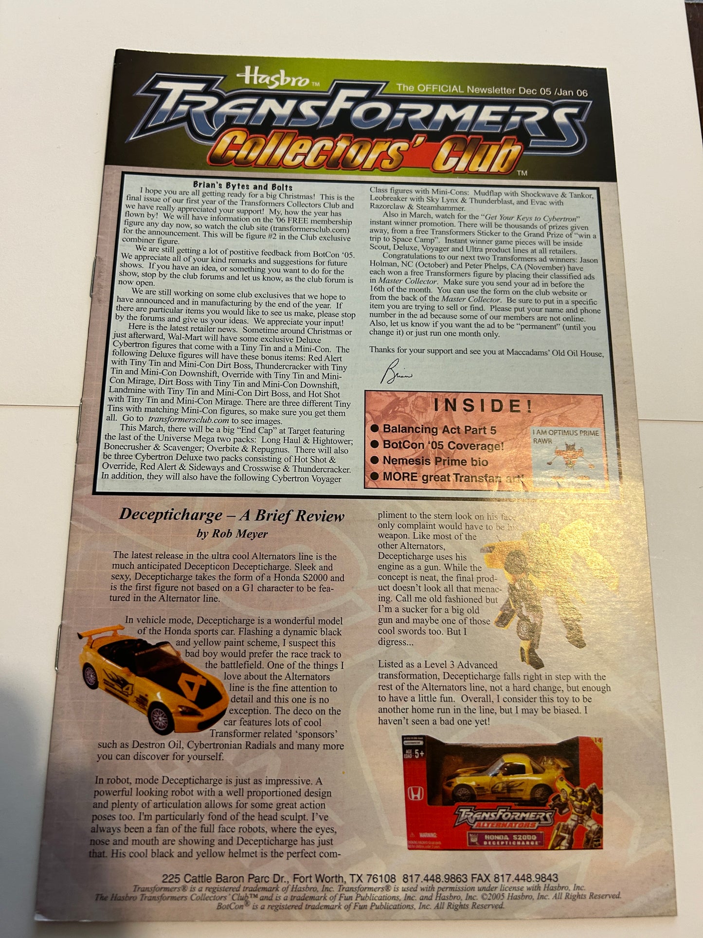 Botcon / TFCC membership mailer #6