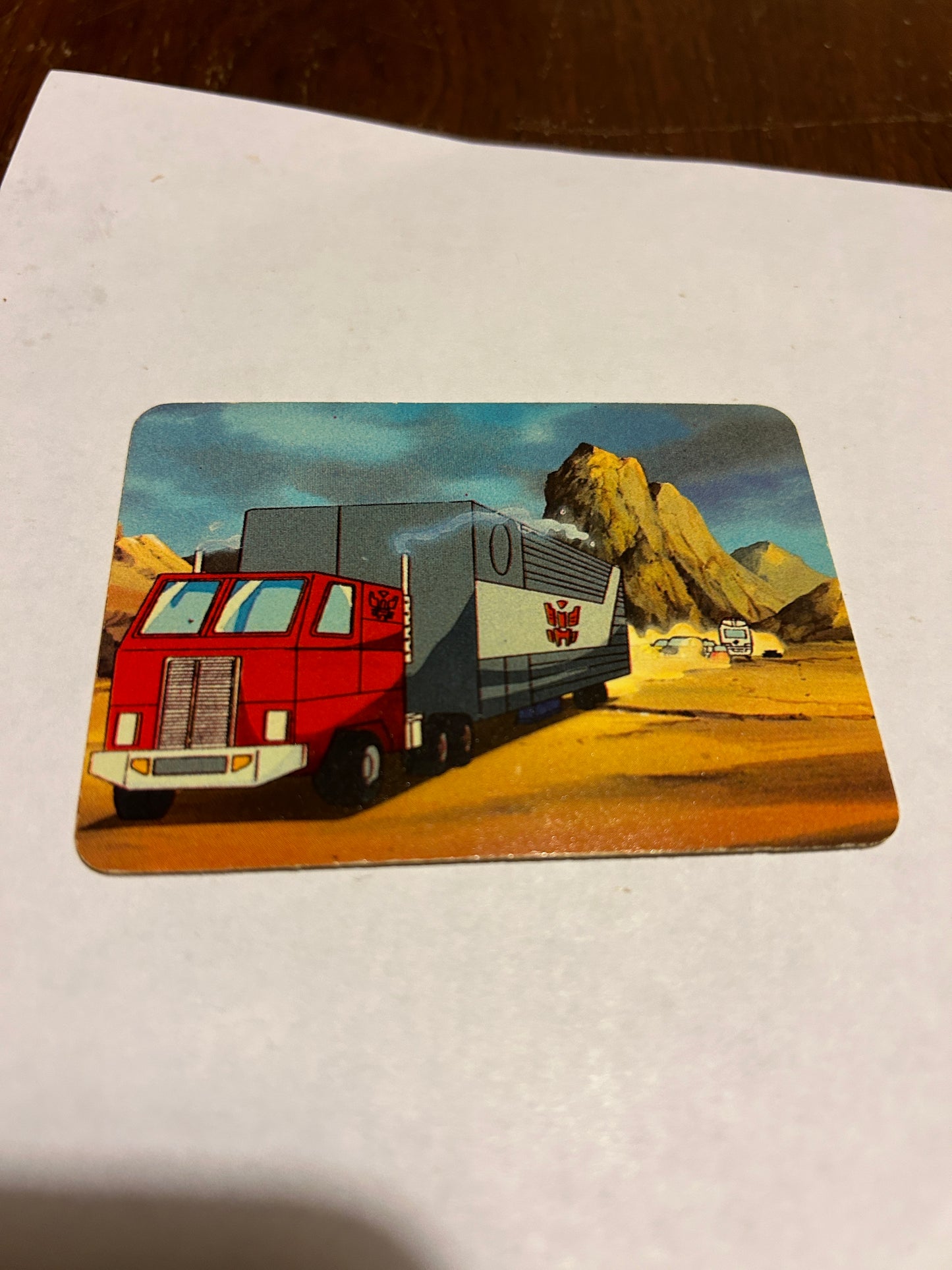 TF G1 Milton Bradley Action Card #74 Optimus Prime Rolls Into Battle