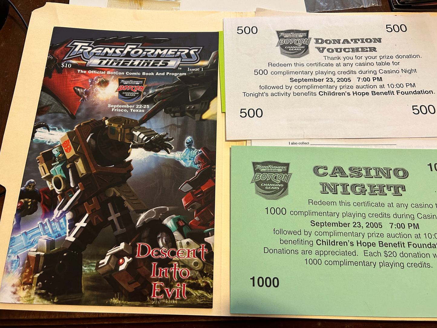 Botcon 2005 pre-registrant convention dealer packet