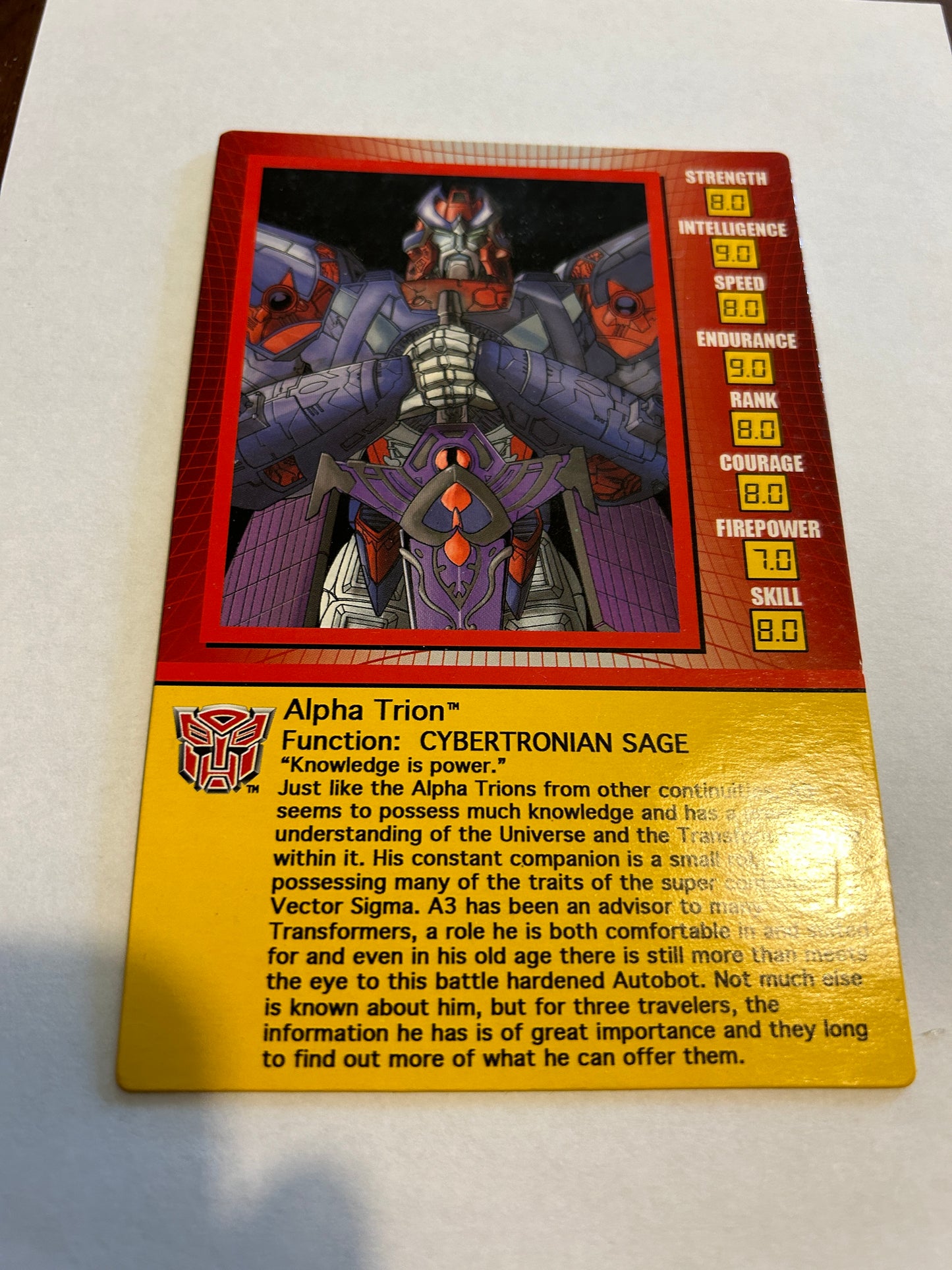 Botcon  / TFCC 2007 Alpha Trion tech spec card