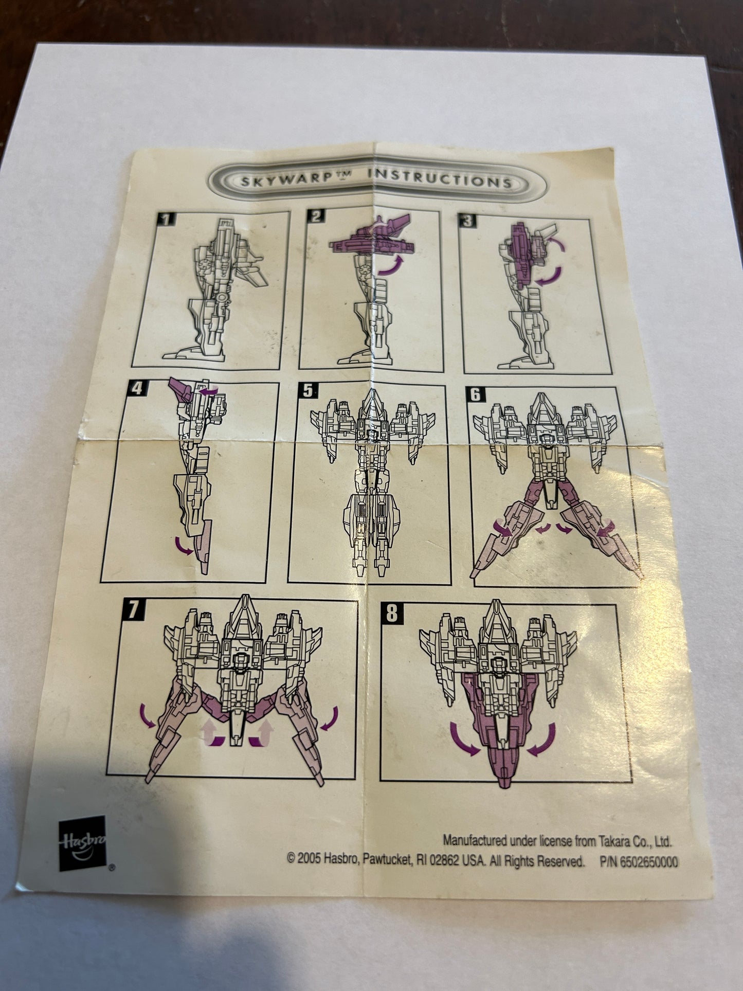 Botcon 2005 Skywarp paperwork