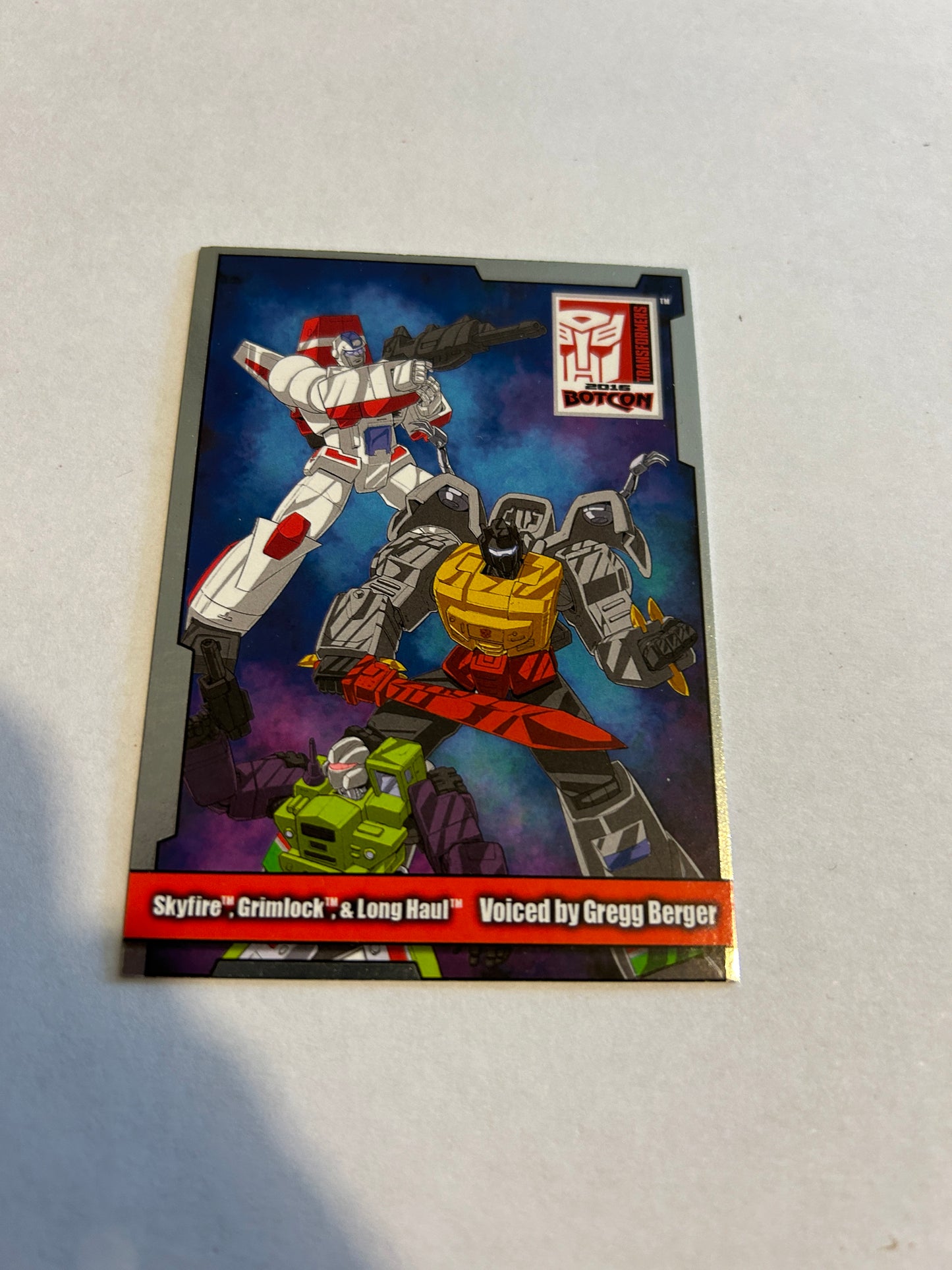 Botcon  / TFCC 2016 Skyfire Grimlock Longhaul / Gregg Berger card