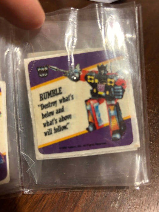 TF G1 Milton Bradley Action Card Sticker - Rumble