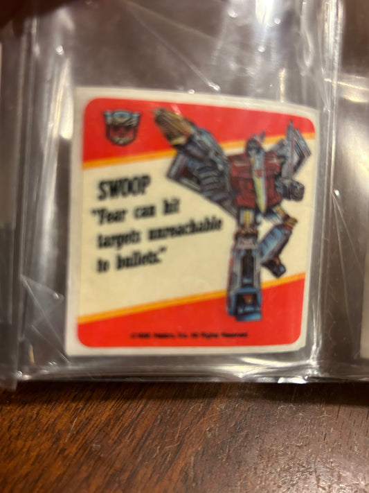 TF G1 Milton Bradley Action Card Sticker - Swoop